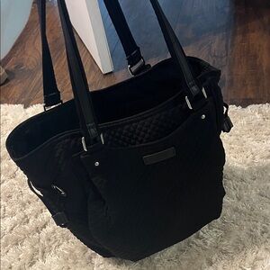 Elegant Black Quilted Tote Bag